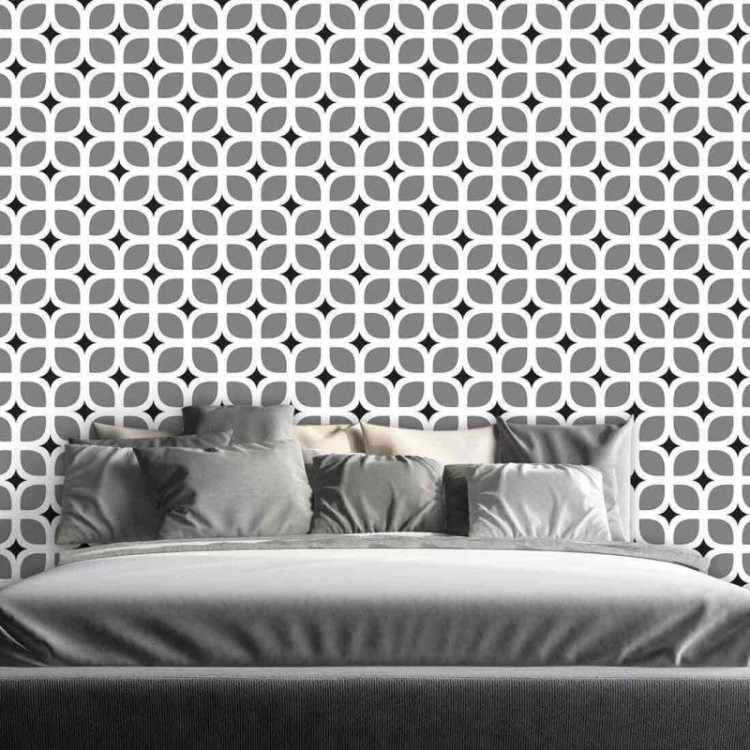 Papel de Parede Adesivo Retrô Cinza 0235