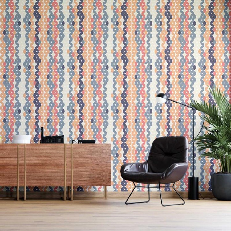 Papel de Parede Adesivo Retrô Colorido...