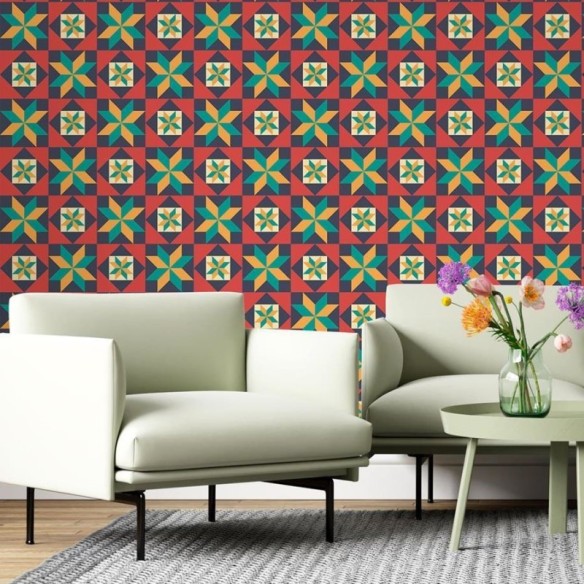 Papel de Parede Adesivo Retrô Estrela N06116