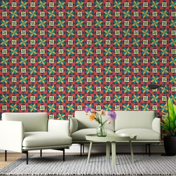 Papel de Parede Adesivo Retrô Estrela N06116