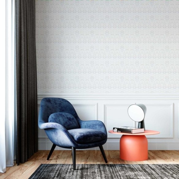 Papel de Parede Adesivo Retrô Folhas Tons Bege N09050