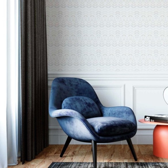 Papel de Parede Adesivo Retrô Folhas Tons Bege N09050
