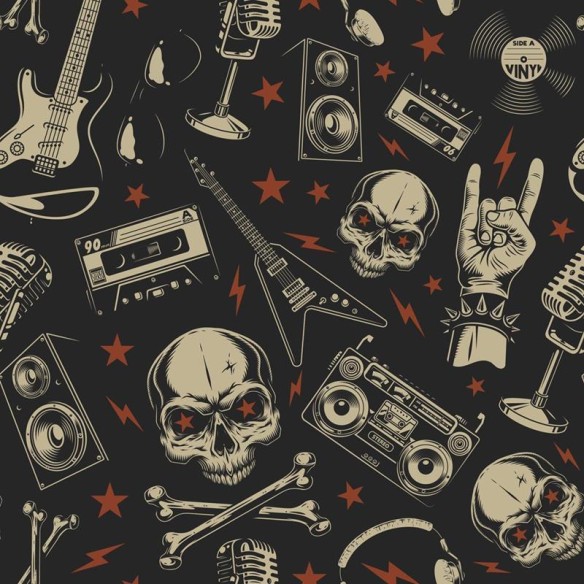 Papel de Parede Adesivo Rockn Roll Retrô N05085