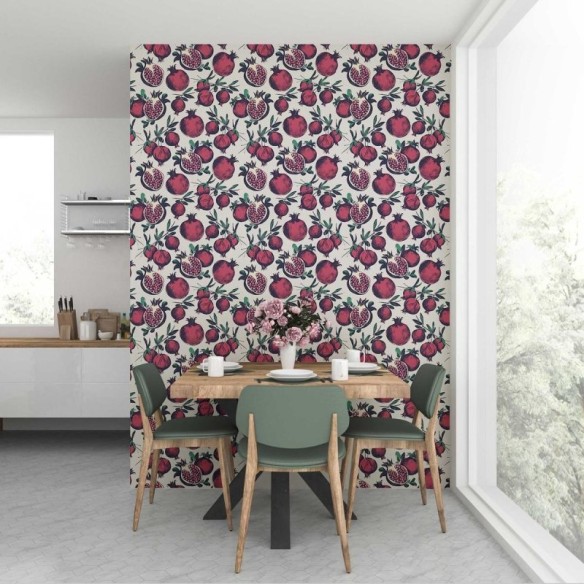 Papel de Parede Adesivo Romã em Fundo Neutro N07062