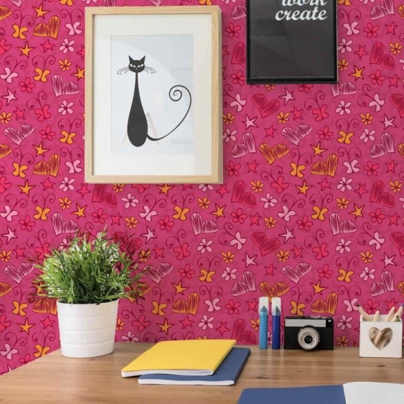 Papel de Parede Adesivo Rosa 122252