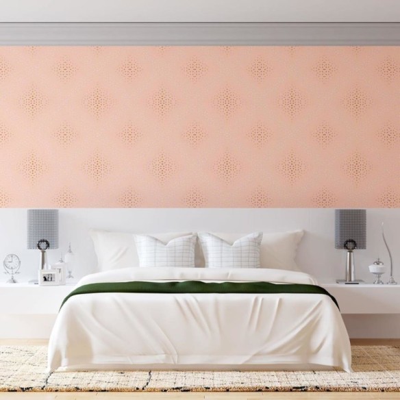Papel de Parede Adesivo Rosa com Pétalas douradas N08136
