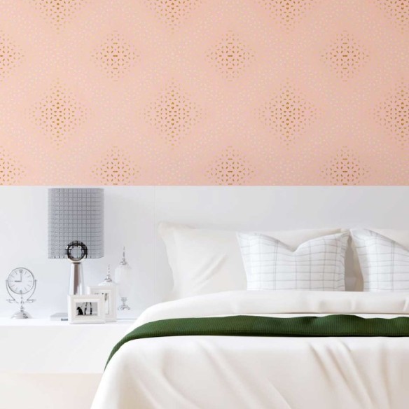 Papel de Parede Adesivo Rosa com Pétalas douradas N08136