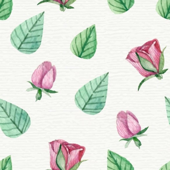 Papel de Parede Adesivo Rosa Folhas em Aquarela N06014
