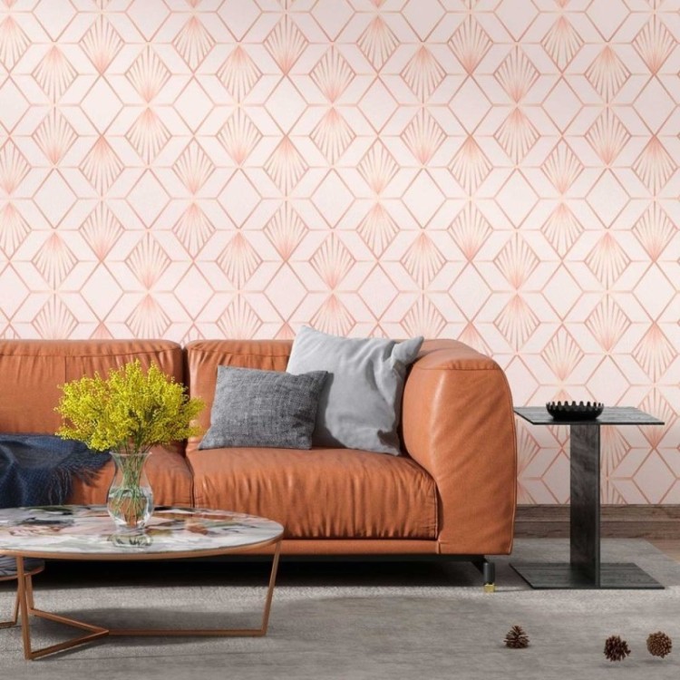 Papel de Parede Adesivo Rosa geométrico N08149