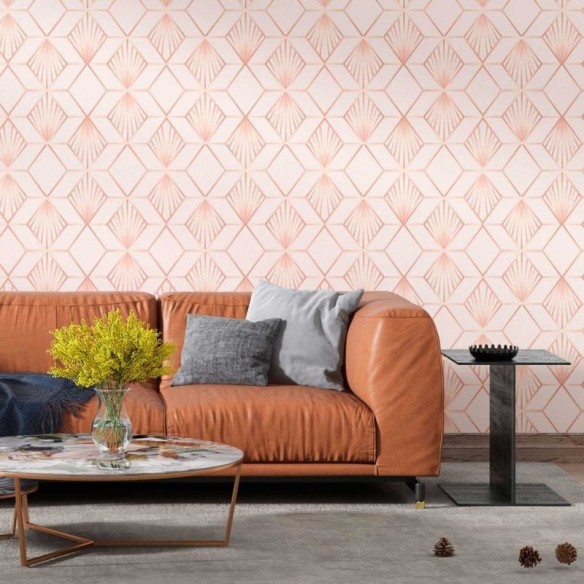 Papel de Parede Adesivo Rosa geométrico N08149