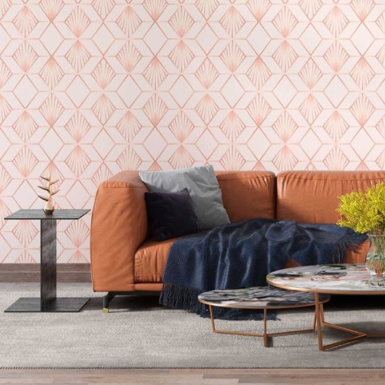 Papel de Parede Adesivo Rosa geométrico N08149