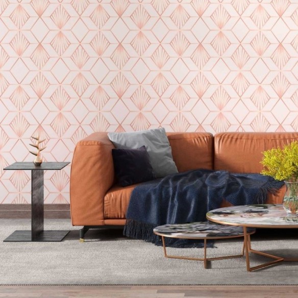 Papel de Parede Adesivo Rosa geométrico N08149