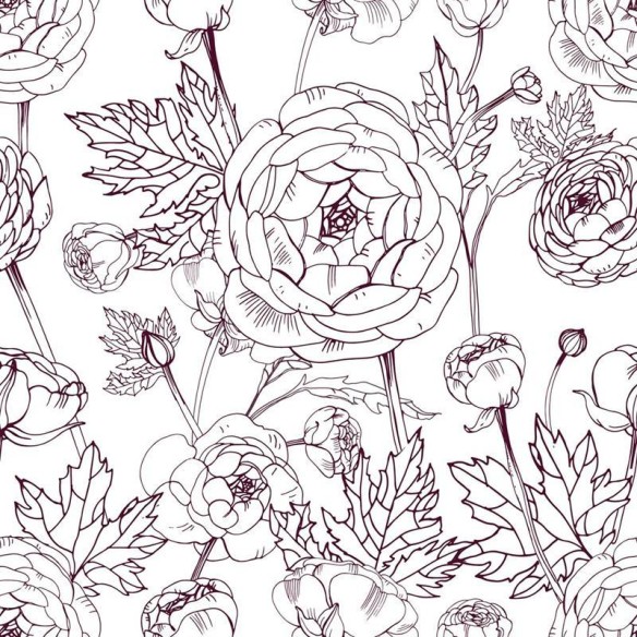 Papel de Parede Adesivo Rosas Desenho em Linha N05061