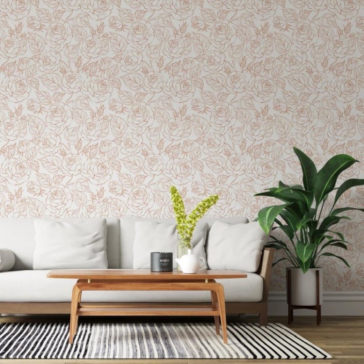 Papel de Parede Adesivo Rosas e folhas N03002