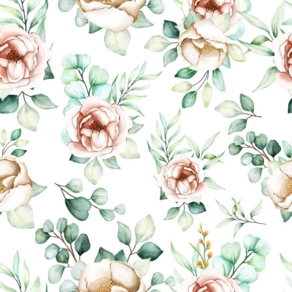 Papel de Parede Adesivo Rosas e Folhas N08062
