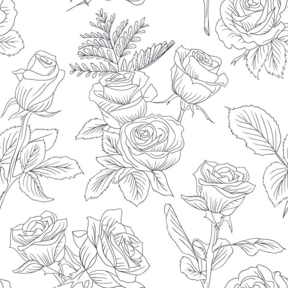 Papel de Parede Adesivo Rosas em Preto e Branco N010181