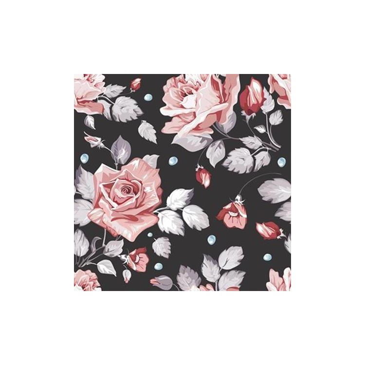 Papel de Parede Adesivo Rosas Preto 693