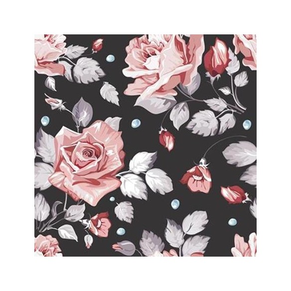 Papel de Parede Adesivo Rosas Preto 693