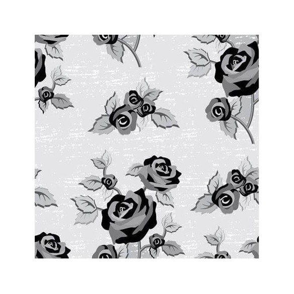 Papel de Parede Adesivo Rosas Preto e Branco 4855306