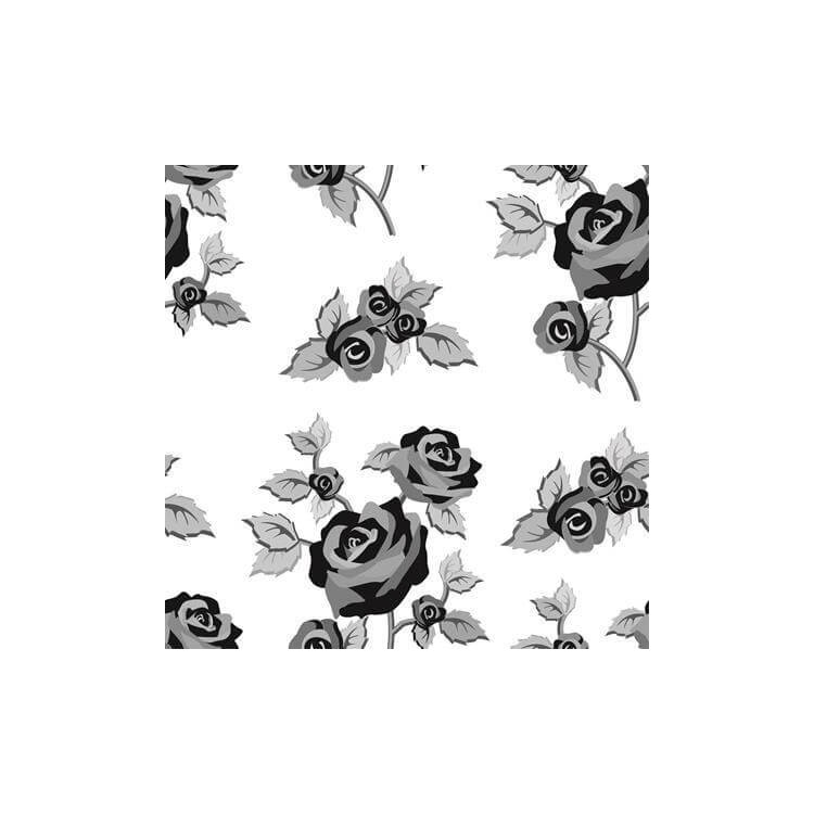 Papel de Parede Adesivo Rosas Preto e Branco 55306