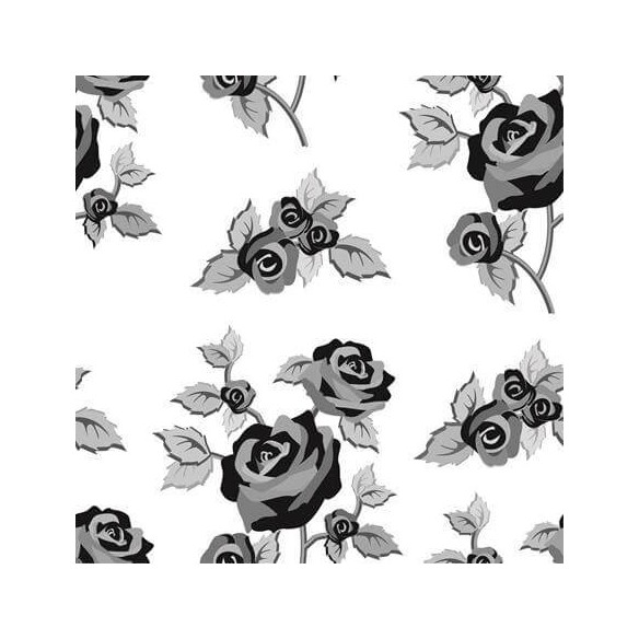 Papel de Parede Adesivo Rosas Preto e Branco 55306