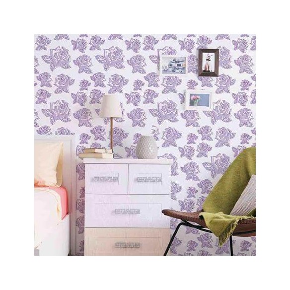 Papel de Parede Adesivo Rosas Roxas 9877866