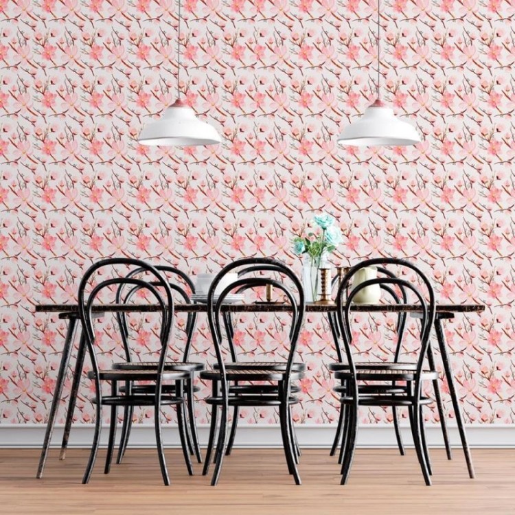 Papel de Parede Adesivo Sakura em Aquarela N08004