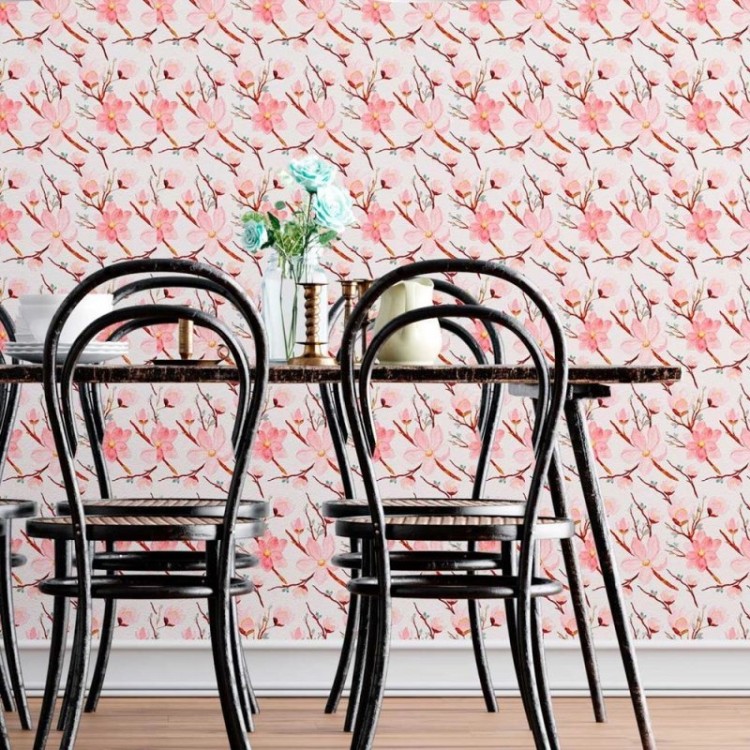 Papel de Parede Adesivo Sakura em Aquarela N08004