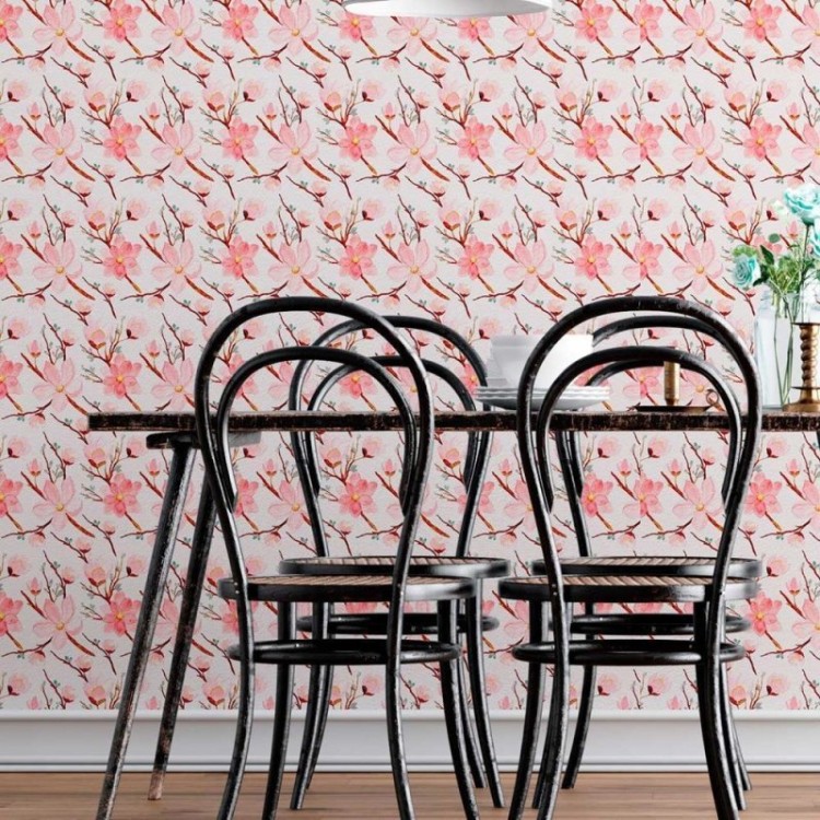 Papel de Parede Adesivo Sakura em Aquarela N08004