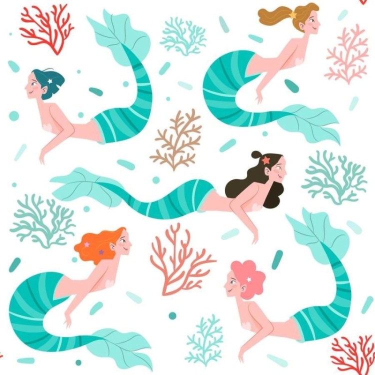 Papel de Parede Adesivo Sereias e Corais N06221