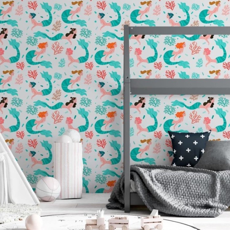Papel de Parede Adesivo Sereias e Corais N06221