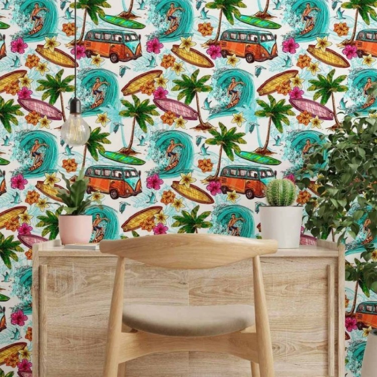 Papel de Parede Adesivo Summer Surf N014187