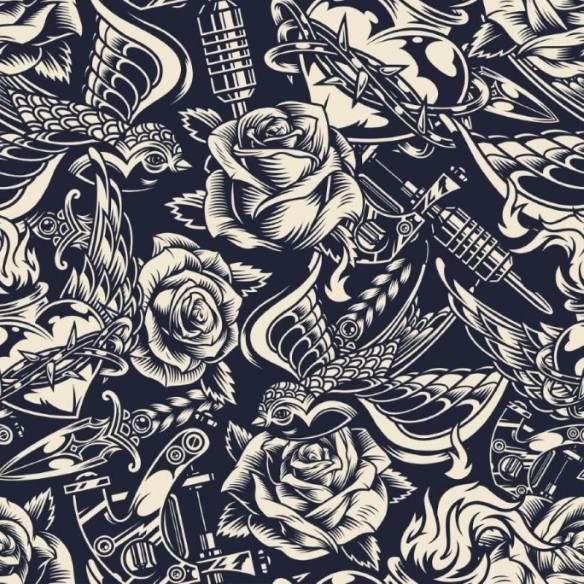 Papel de Parede Adesivo Tattoos Old School N012142
