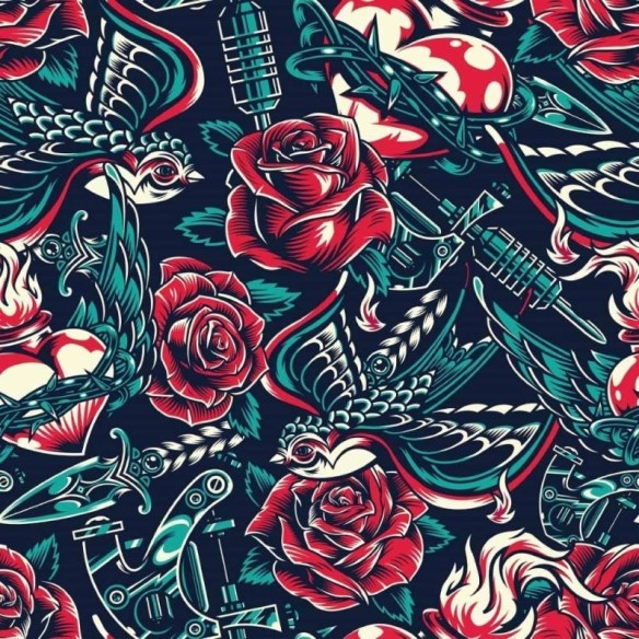 Papel de Parede Adesivo Tatuagem Old School N014200