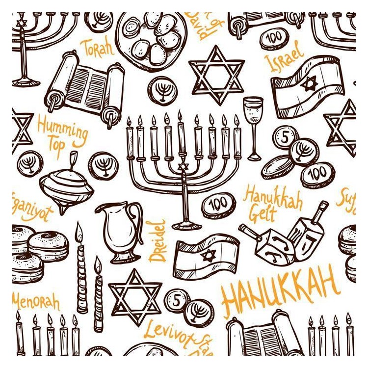 Papel de Parede Adesivo Temática Judia Hanukkah...