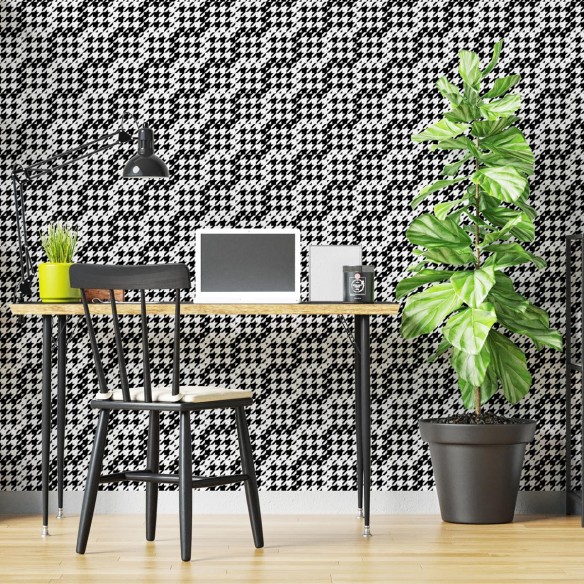 Papel de Parede Adesivo Textura Preto e Branco N04269