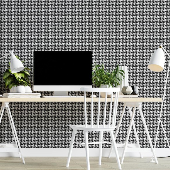 Papel de Parede Adesivo Textura Preto e Branco N04273