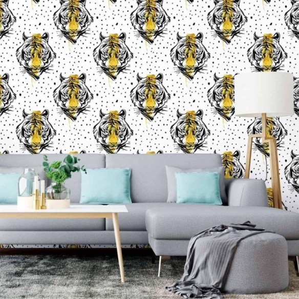 Papel de Parede Adesivo Tigre Artístico N015061