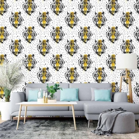 Papel de parede foto personalizada 3d, preto e branco, animal tigre,  pintura de parede, sala de estar, quarto, entrada de fundo, mural de parede