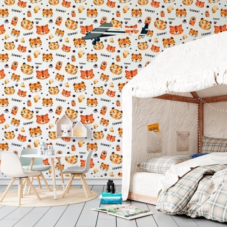 Papel de Parede Adesivo Tigres Minimalistas N06007