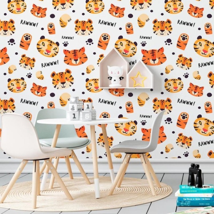 Papel de Parede Adesivo Tigres Minimalistas N06007