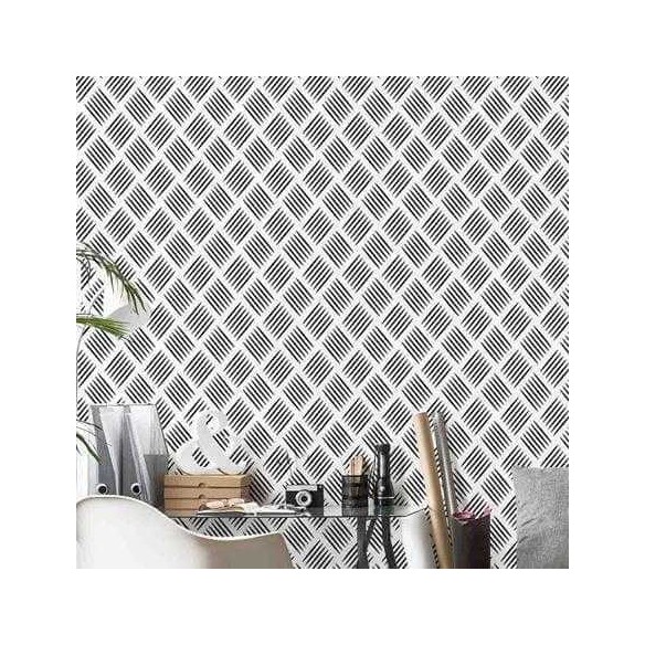 Papel de Parede Adesivo Abstrato Preto Branco 599557631
