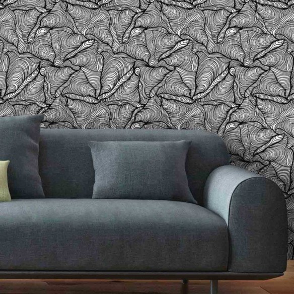 Papel de Parede Adesivo Abstrato Preto e Branco 0304