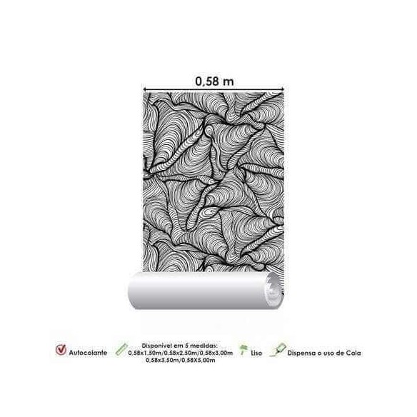 Papel de Parede Adesivo Abstrato Preto e Branco 0304