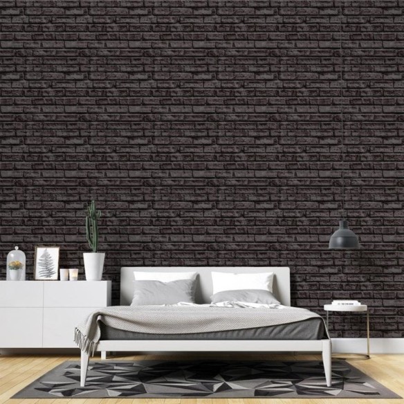 Papel de Parede Adesivo Tijolo Preto NP033