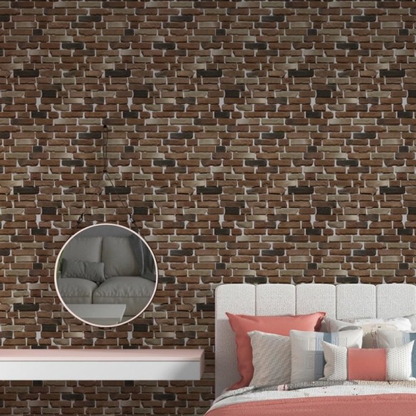 Papel de Parede Adesivo Tijolo Rustico Marrom NP057