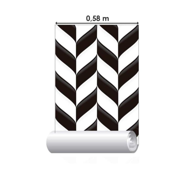 Papel de Parede Adesivo Abstrato Preto e Branco...