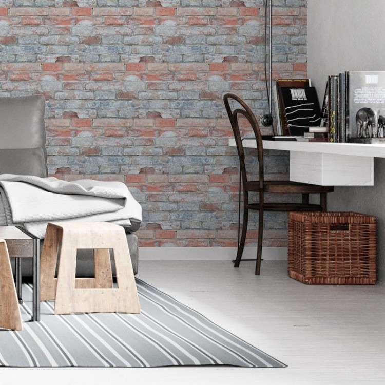 Papel de Parede Adesivo Tijolo Rustico NP106