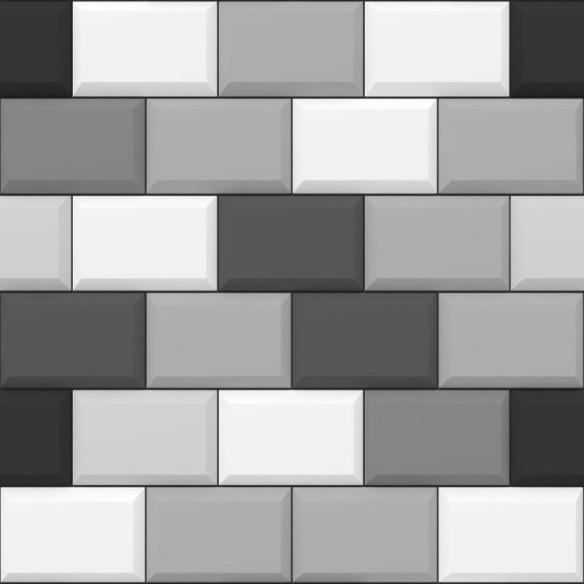 Papel de Parede Adesivo Tijolos Cinza Preto e Branco N08244