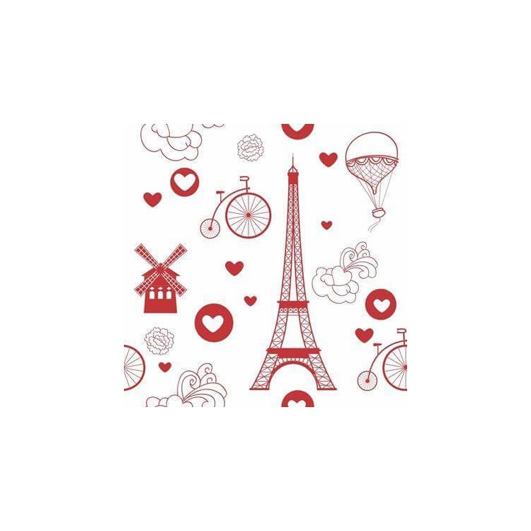Papel de Parede Adesivo Torre Eiffel Vermelho...